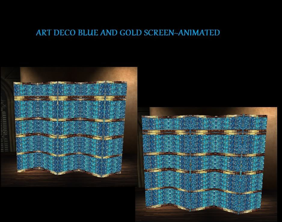 ART DECO BLUE &amp; GOLD SCREEN ANI. RA