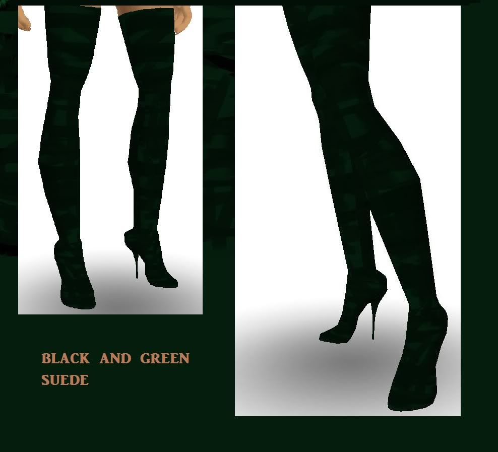 BLACK AND GREEN SUEDE BOOTS LK