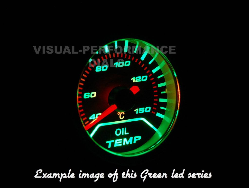 GREEN LED TACHOMETER REV COUNTER GAUGE SMOKED DIALS FACE 52mm eBay