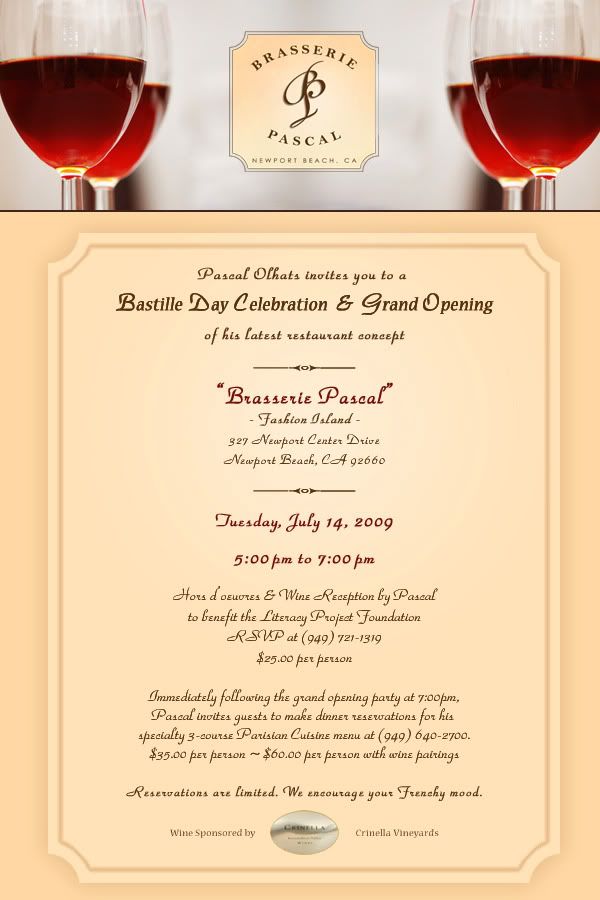 Brasserie Pascal Grand Opening July 14