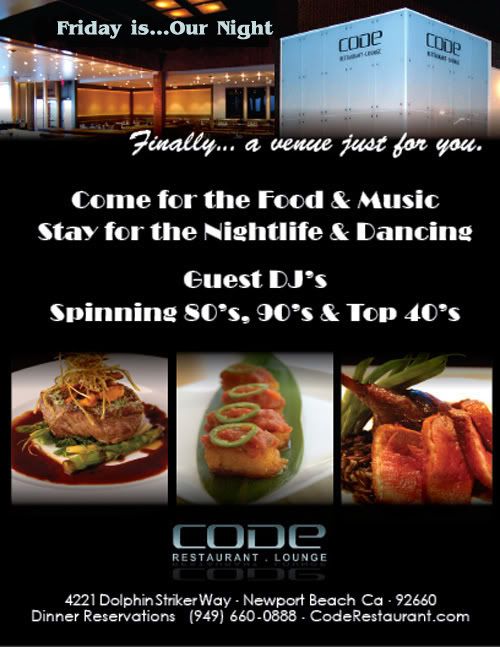 Code Restaurant and Lounge Friday Nights
