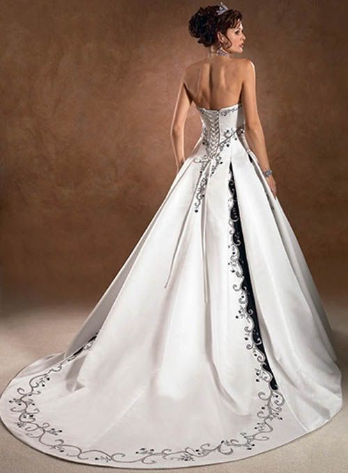 hite wedding dresses with black color combination