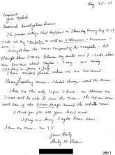 [From Shirley Plesea (Handwritten Letter) to Yuri Melich (OCSO) (Monday, August 25, 2008)]