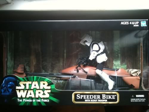 star wars the power of the force speeder bike with scout trooper