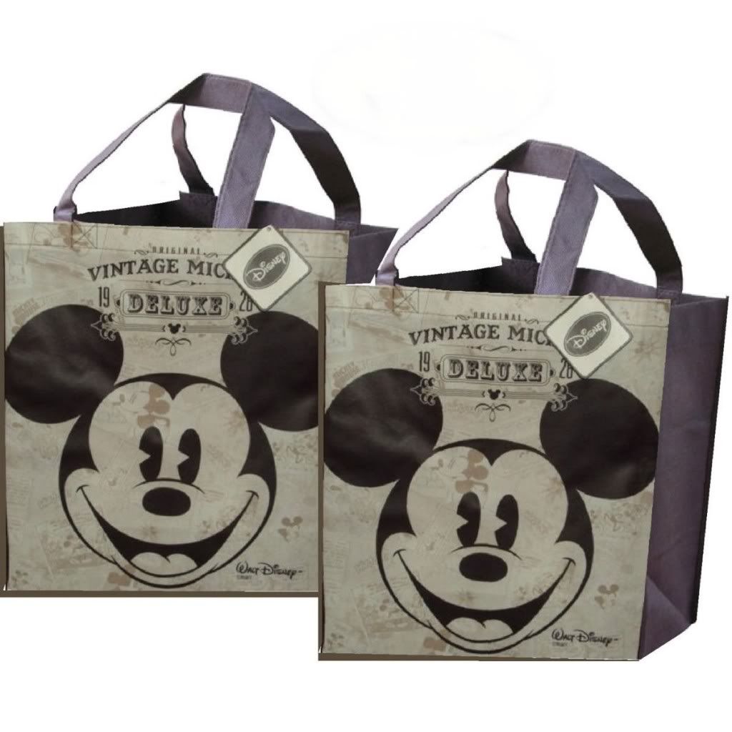 DISNEY MICKEY MOUSE VINTAGE REUSABLE GROCERY BAGS (SET OF 