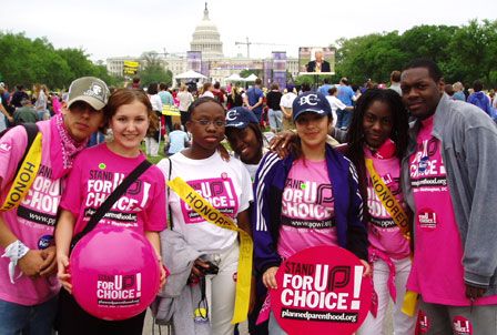 Young pro-choice activists at the March for Women's Lives