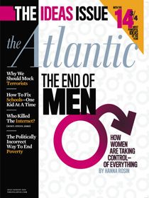 cover of atlantic magazine, featuring a pink men's symbol with a limp arrow