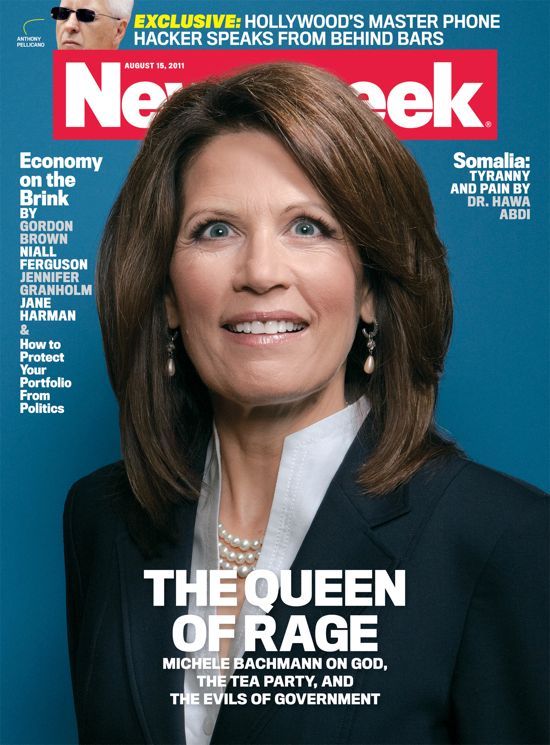 Michelle Bachmann on the cover of Newsweek with crazy eyes described as the Queen of Rage