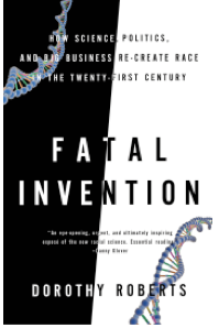 Cover of Fatal Invention, black and white with a genome as the graphic