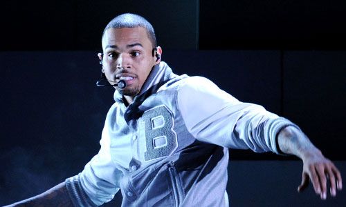 Chris Brown dancing during his performance at the 2012 Grammys