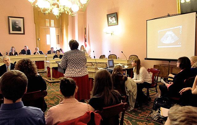 Ultrasound images of two fetuses shown to lawmakers during 'heartbeat bill' hearing as testimony