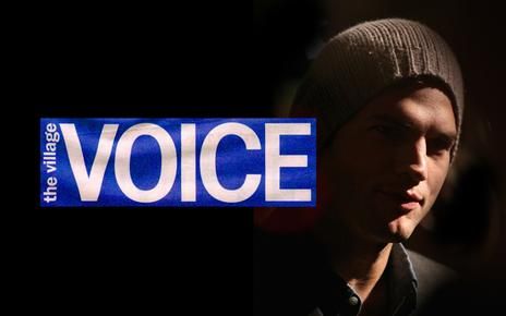 Ashton Kutcher and the Village Voice logo