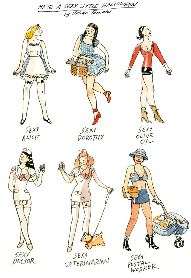 Cartoon of sexy Halloween costumes