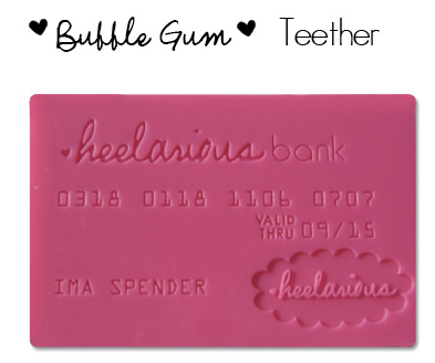 Screenshot of pink teething credit card