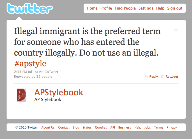 Photo of AP Style Book Tweet 