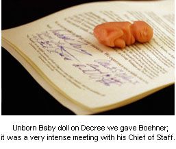 picture of fetus doll on top of signed decree