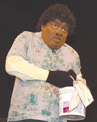 image of negro mama holding a bucket of paint