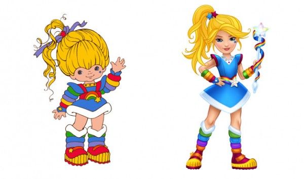 Old Rainbow Brite juxtiposed next to new, slim, made-over Rainbow Brite