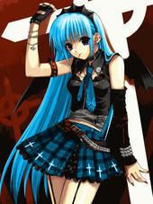 anime girl with blue hair in blue Pictures, Images and Photos