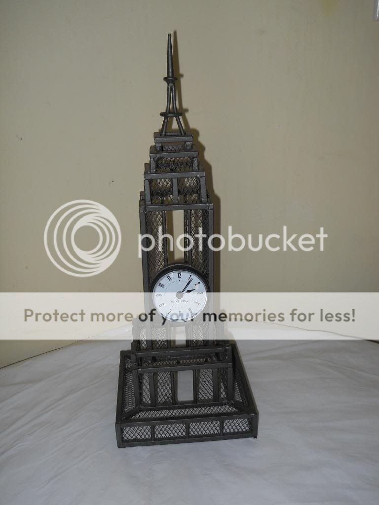 WROUGHT IRON EMPIRE STATE BUILDING W/SETH THOMAS CLOCK  