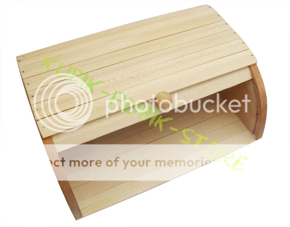 Wooden Roll Top Bread Bin Kitchen Container Storage Box