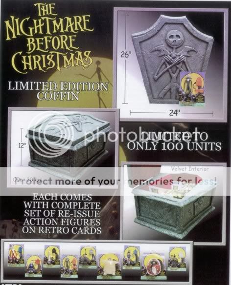 NIGHTMARE BEFORE CHRISTMAS PROP COFFIN 2003 WITH FIGURES   LIMITED