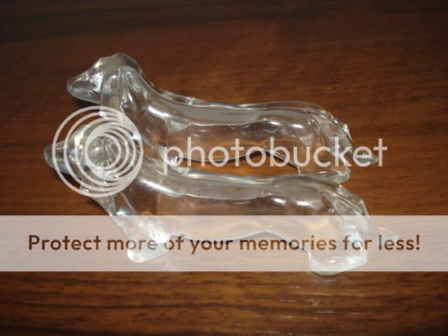 Pair of 2 LUCITE Plastic DACHSHUND DOG FIGURINES for Knife Rest/Holder