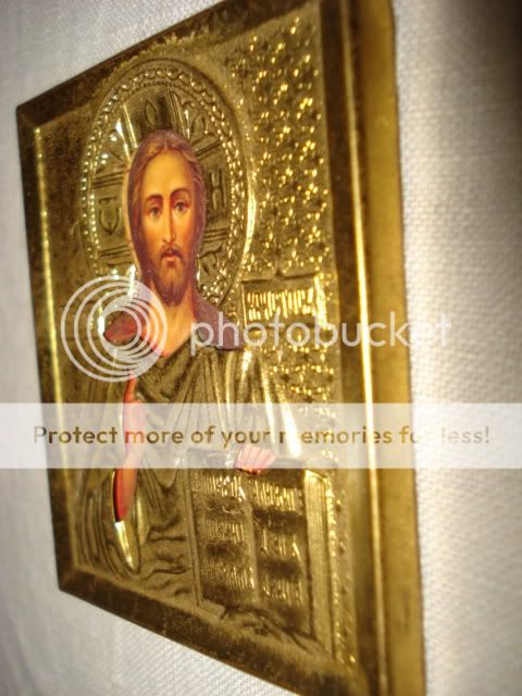 OLD WALL HANGING ICON ST.JOAN RILSKI LITHO TIN OKLAD ICON RARE  